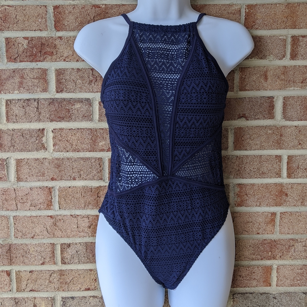 Navy Lace One Piece Swimsuit